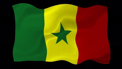 Animated Waving Flag of Senegal with Alpha Channel Loop