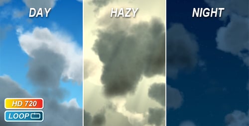 Animated Clouds and Sky Time-lapse with Day to Night Transition