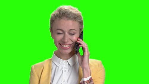 Happy Female Corporate Talking on Cell Phone.