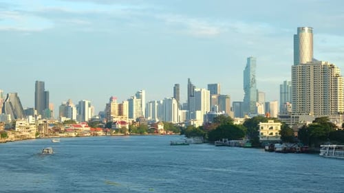 4K timelapse view of Chao Phraya River in the city center