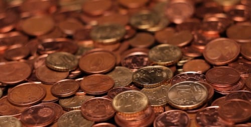 Pile of Euro Coins Close Up