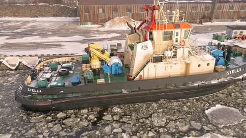 Small ship closeup view