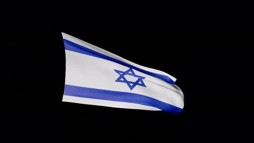 Realistic Waving Israeli Flag Loop with Alpha Channel