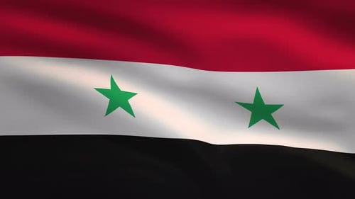 Realistic Looping Syrian Flag Waving in Wind