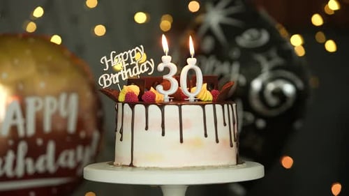 Celebratory Cake with Candles for a Birthday Party