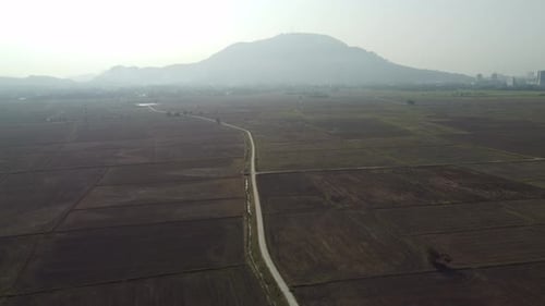Aerial view plowed land