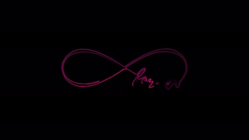 Animated infinity symbol with a glow. Abstract Neon Glowing Infinity. On a black background.