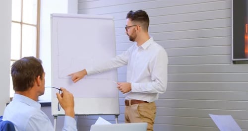 Business Presentation with Data Analysis in Modern Office