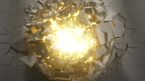 Impactful Shattering Wall Logo Reveal with Energetic Blast