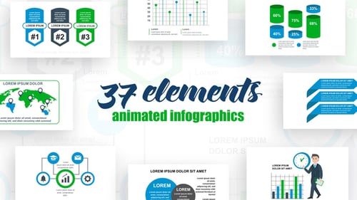 Animated Business Infographics with Data Visualizations and Charts