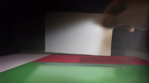 Hand Casting Vote Ballot into Election Box Animation