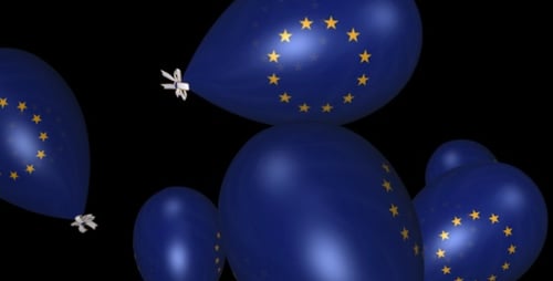EU Flag Balloons Floating Celebration Animation