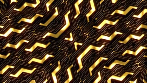 Futuristic Golden Lines Digital Pattern Looping Background