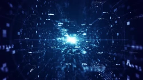 Futuristic Digital Data Network Tunnel Abstract Background