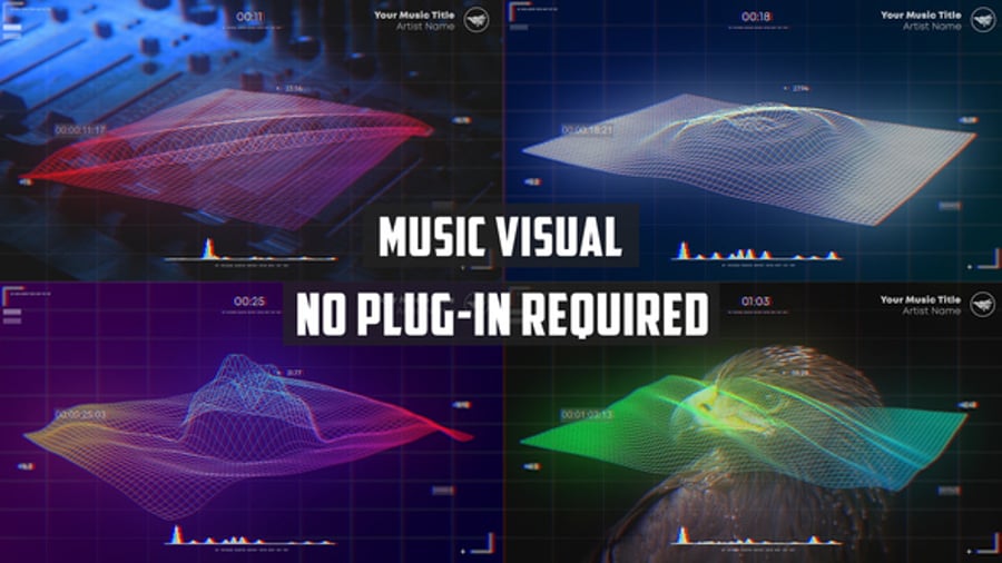 Audio Reactive Futuristic Waveform Music Visualizer, Video Displays ft ...