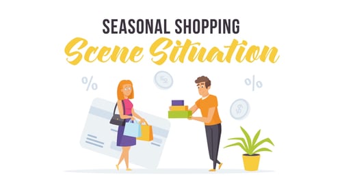 Flat Design Seasonal Shopping Scenes with Animated Characters