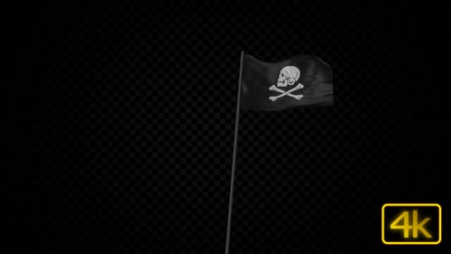 Realistic Animated Pirate Flag Waving with Alpha Channel