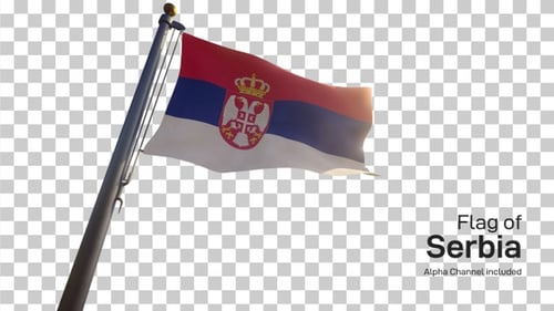 Realistic Waving Flag of Serbia on Transparent Background