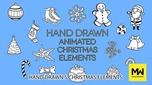 Animated Hand Drawn Christmas Holiday Elements Pack