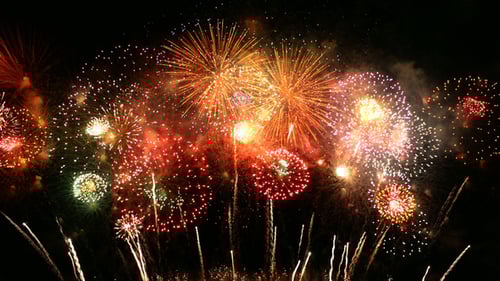 Vibrant Fireworks Exploding in the Night Sky