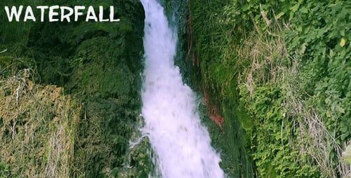 Waterfall Cascading Through Lush Green Wilderness