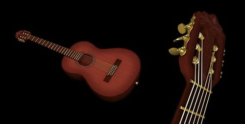 3D Acoustic Guitar Rotation Alpha Channel