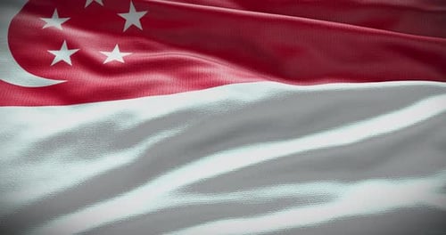 Realistic Singapore National Flag Waving Animation