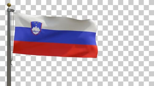 Slovenia National Flag Waving in Wind