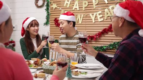 Family New Year's Celebration Dinner at Home