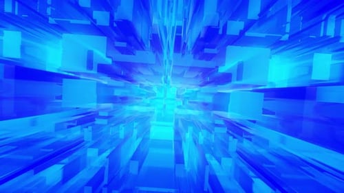 Blue Abstract Geometric Cyber Tunnel Loop Background