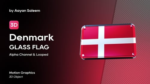 Glossy 3D Danish Flag Plate Spinning Animation