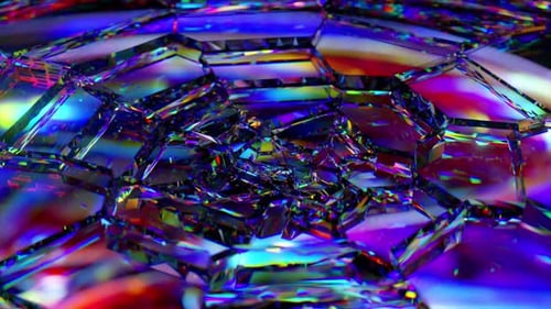 Vibrant Abstract Crystal Hexagons Shimmering Motion Background