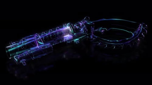 Futuristic Glowing Energy Weapon Formation Animation