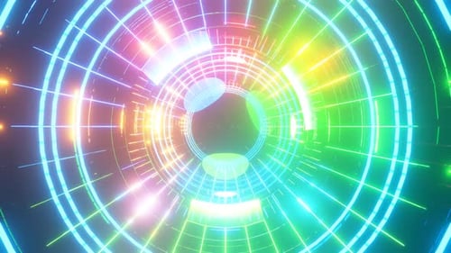 Vj loop. Fly in Neon Glow 80s Wireframe Net Grid Geometric Spheres