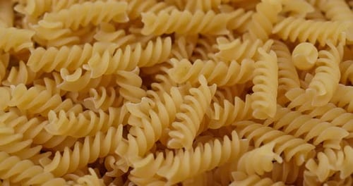 Dry uncooked fusilli close up