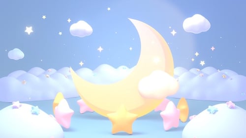Cute Moon and Stars Dreamy Pastel Sky Animation