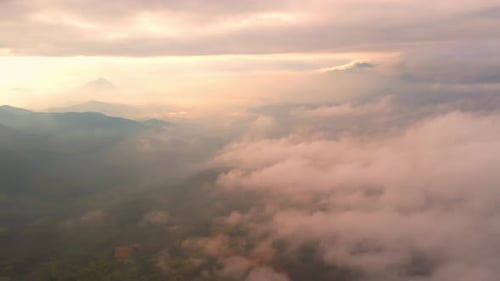 Misty Mountains Landscape Aerial at Sunrise
