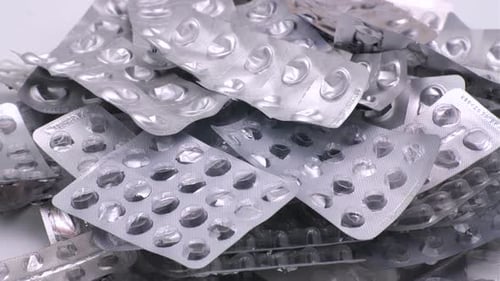 Empty Silver Blister Packs Close Up