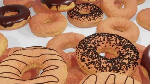 Sweet 3D Animated Donuts Seamless Loop Background