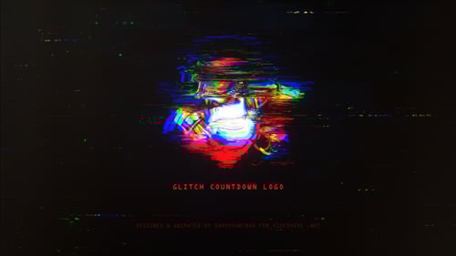 Dynamic Digital Glitch Countdown with Logo Reveal