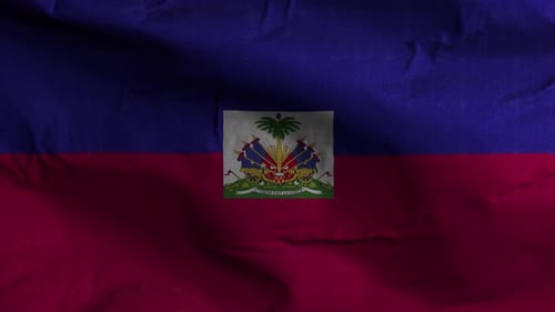 Realistic Waving Haiti Flag with National Emblem