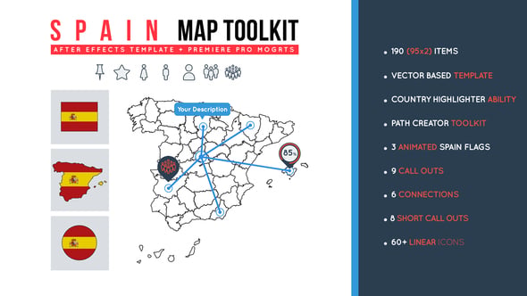 Animated Spain Map with Customizable Travel Paths and Data Callouts ...