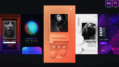 Dynamic Music Player Stories with Abstract Neon Visuals