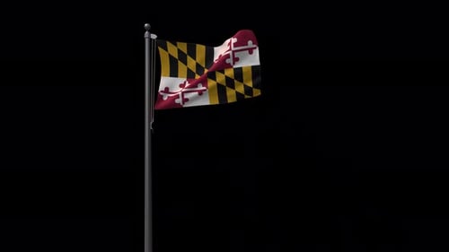 Maryland State Flag Waving Animation on Alpha Channel