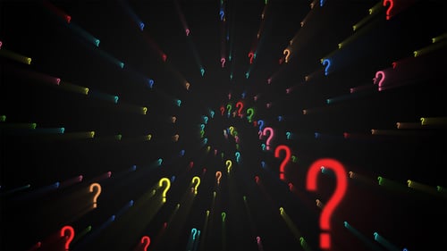 Colorful Abstract Flying Question Marks Loopable Background
