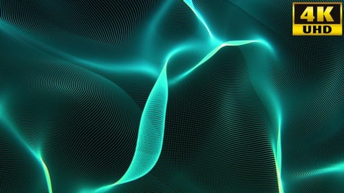 Dynamic Glowing Digital Particle Waves Background Loop