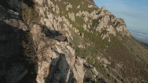 Mountain range landscape blue cloudy sky