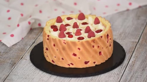 Adding Currants to Cream Filled Cake