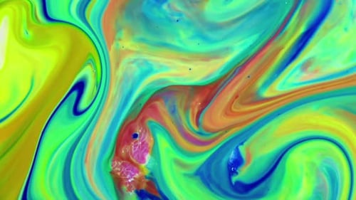Colorful Inks Blending in Artistic Abstract Swirls