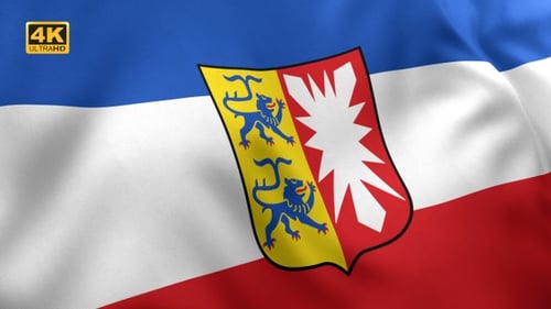 Schleswig-Holstein Flag Waving with Realistic Fabric Texture